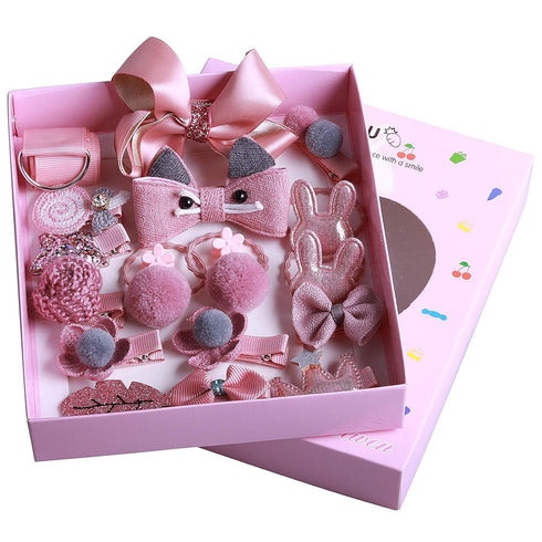 18PCS Baby Hair Accessories Set Gift Set Girl Hair Clips Hair Bow Cute Party Bowknot Flower Multi-Style Hairpin Ribbon for Little Girls Baby Toddl...