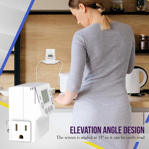 ENERLITES Heavy Duty Programmable Plug-in Digital Timer for Electrical Outlets, Outlet Timer for Lights, Lamps, Grounded Outlet, 7 Day Random and ...