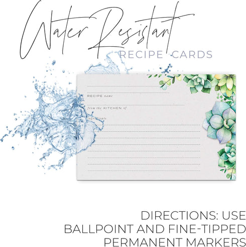 48 Succulents Recipe Cards, 4x6 in, Water Resistant...