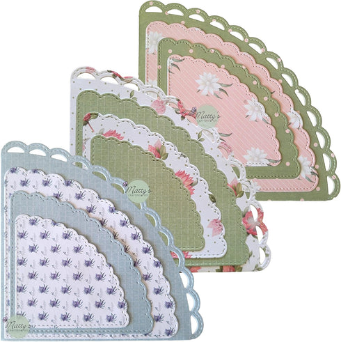 Matty’s Crafting Joy Stitched Nesting Corner Pocket Die Cut Set of 4, Scallop Dies, Large Nested Metal Cutting Dies for Card Making, Albums, Journ...