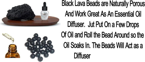 Beaded Essential Oils Diffuser Black Lava Women's Lanyard, 34" For ID Badge Card Holder Teacher Gift Nurse Cruise Keys...