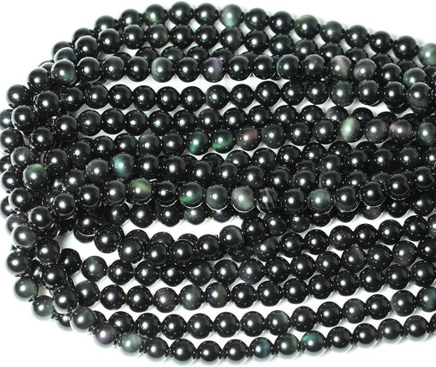 45PCS 8mm Natural Black Obsidian Gemstone Round Loose Beads Crystal Energy Stone Healing Power for DIY Jewelry Making 1 Strand 15"...