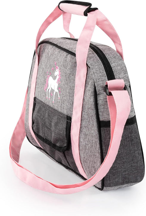 Bayer Design: Nursery Set - Doll Bag Set - Grey, Pink, Unicorn - Accessory Set w/Changing Mat & Diaper, Adjustable Shoulder Strap, Kids Ages 18+ M...