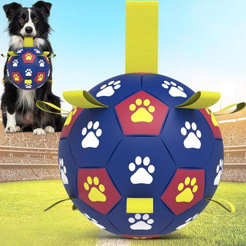Dog Toys Soccer Ball with Straps - Durable Dog Balls for Large Dogs, Outdoor Dog Toys, Summer Dog Water Toy, Herding Ball, Puppy Dog Birthday Gift...