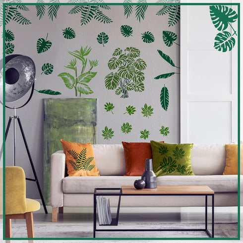 9 Pieces Reusable Painting Stencil Tropical Stencil Plastic Paint Stencils Summer Pattern Drawing Templates Stencils Reusable Craft Stencils for P...