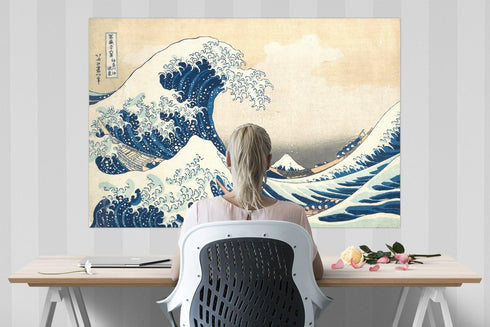 The Great Wave off Kanagawa by Katsushika Hokusai Poster Print. 24in Tall X 36in Wide. 10mil PVC-Free, Environmentally Friendly Print. #6113B-24x3...