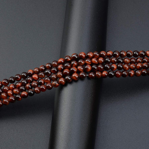 LPBeads 200Pcs Polished 6mm Round Natural Brown Red Tiger Eye Gemstone Loose Beads with Stretch Cord for Jewelry Making Bracelets...