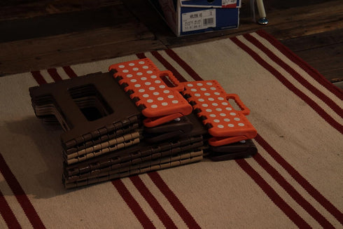 AZUMAYA Folding Step Stool 15.4" inches Height Brown and Orange FKF-622OR...
