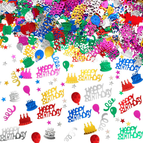 WILLBOND 3000 Pieces Happy Birthday Confetti Birthday Party Cake Confetti Metallic Foil Balloon Table Scatter Decorations for Carnival Baby Shower...