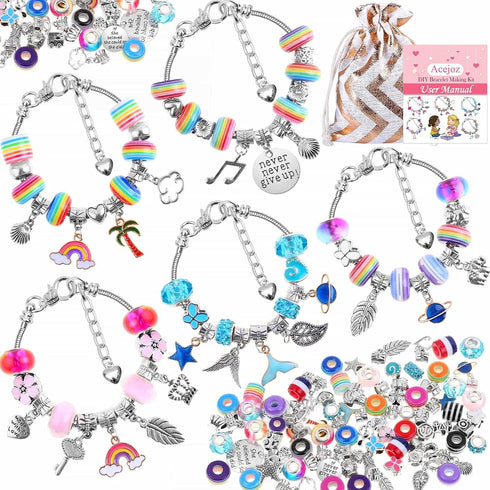 Acejoz 85 Pcs Charm Bracelet Making Kit, DIY Charm Bracelets Beads for Adults and Beginner Jewelry Making Kit...