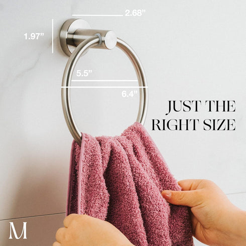 Marmolux Acc Brushed Towel Ring for Bathroom - Hand Towel Holder for Bathroom Wall - SUS304 Stainless Steel Bathroom Towel Rack Hardware Set....