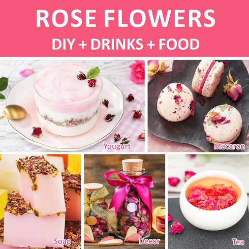 Dried Rose Buds Tea, Edible Roses Whole Flowers Loose Leaf Herbs, Premium Rose Herbal Beverages, Natural Healthy Fragrant, Ideal for Gift, 2.8 oz...