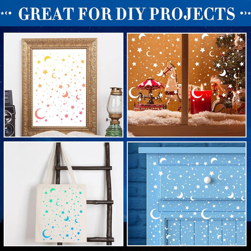 4 Pack Star Stencil 4 Sizes Star Shaped Painting Template Reusable Plastic Twinkle Starburst Painting Stencils for Wall Wood Canvas Fabric, Use fo...