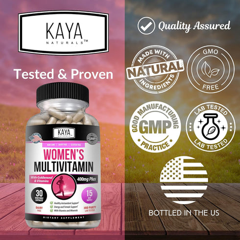 Kaya Naturals Women's Multivitamin, Overall Healthy Antioxidant, and Immune Support, Vitamins A, D, C, E, Biotin, Folic Acid, & Multi-Mineral, Ene...