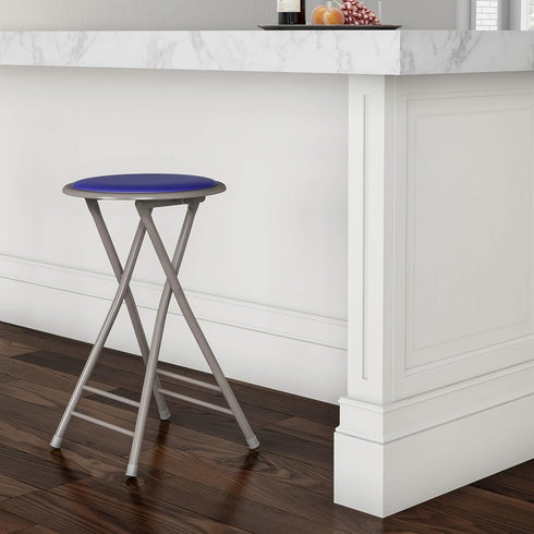 Lavish Home Folding Stool - Backless 24-Inch Stool with 225lb Capacity for Kitchen or Rec Room - Portable Indoor Counter Bar Stools (Blue)...