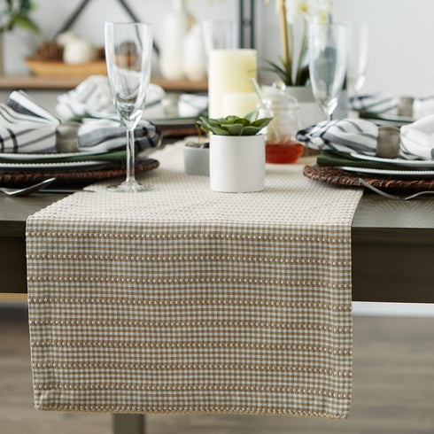 DII Farmhouse Gingham, Checked Tabletop Collection, Table Runner, 14x72, Stone...