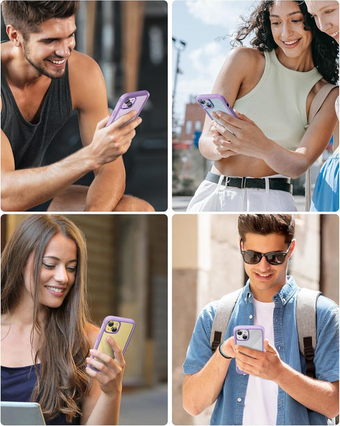 Miracase Glass Series Designed for iPhone 14 Case 6.1 inch, 2023 Upgrade Full-Body Clear Bumper Case with Built-in 9H Tempered Glass Screen Protec...