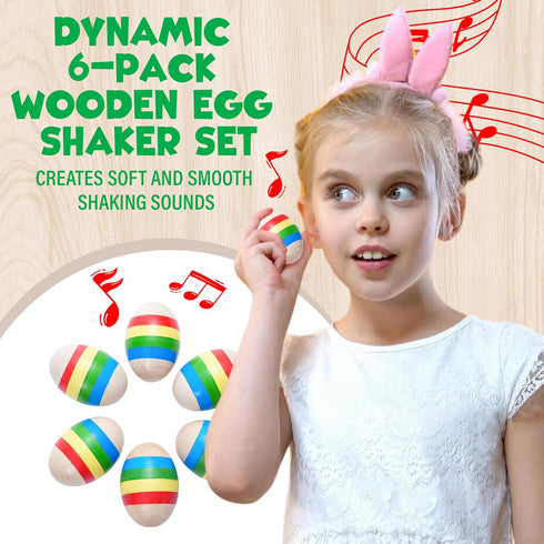 IPIDIPI Toys Egg Shakers Maracas - 6-Pack Colorful Wooden Egg Maracas Shakers for Baby, Toddler, Musical Eggs, and Party Favors...