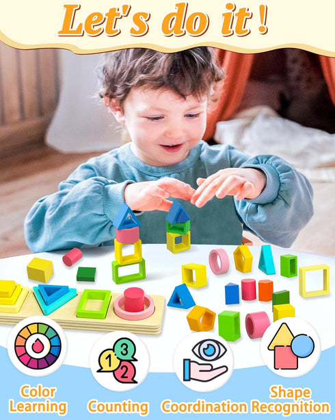 Montessori Toys for 1 2 Year Old Boys Girls, Shape Sorter Wooden Toys for Toddlers 1-3, Toddler Toys age 1-2, 1 2 Year Old Boy Girl Birthday Gifts...