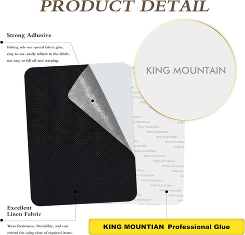 KING MOUNTAIN Coarse Linen Repair Patches, Self-Adhesive Linen Fabric Patches, 8X11 inch Extra Size, Multi Color, Can be Used for Linen Sofa Repai...