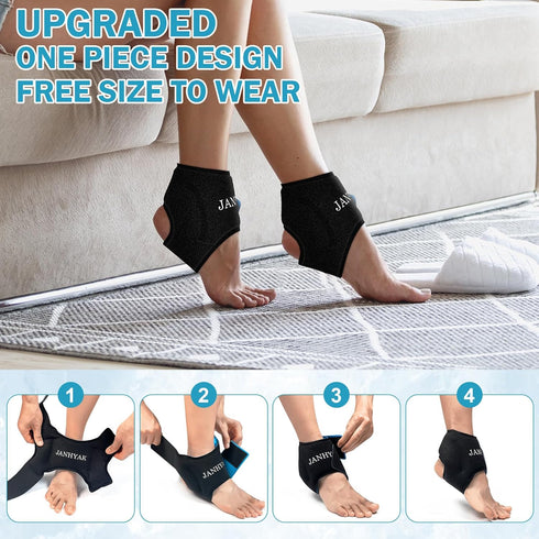 Ankle Ice Pack Wrap for Swelling, Reusable Gel Ice Pack for Sprained Ankle Injuries, Foot Pain Relief, Hot Cold Therapy for Achilles Tendonitis, P...