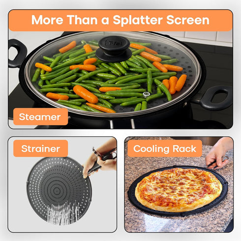 Beckon Ware | USA Brand | 13-Inch Black, Fit Pans (12" to 13") Silicone Grease Splatter Guard for Frying Pan and Stove...