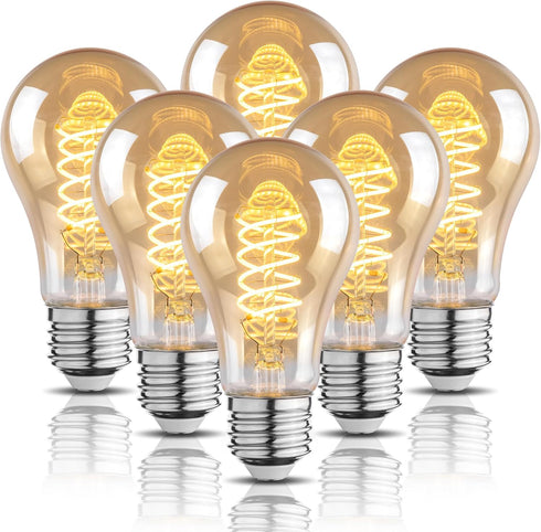 LED Edison Light Bulbs, 6W Equivalent to 60W, 2500K Warm White, A21 Flexible Spiral LED Filament Light Bulbs, Dimmable Vintage LED Bulb, Antique L...