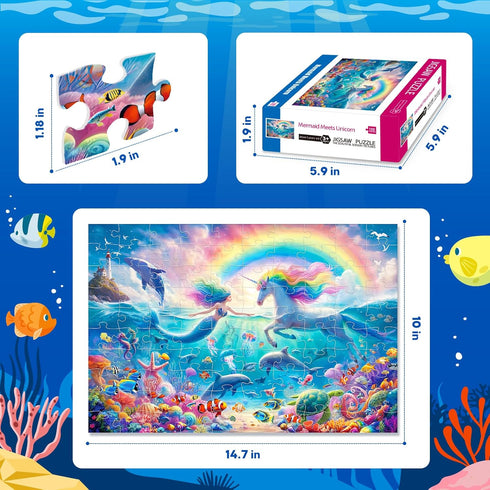 100 Piece Puzzles for Kids Ages 6-8 8-10 Mermaid Unicorn Puzzle for Girls 4-6 Years Old 100 Piece Jigsaw Puzzle for Adults Toddler Children Learni...