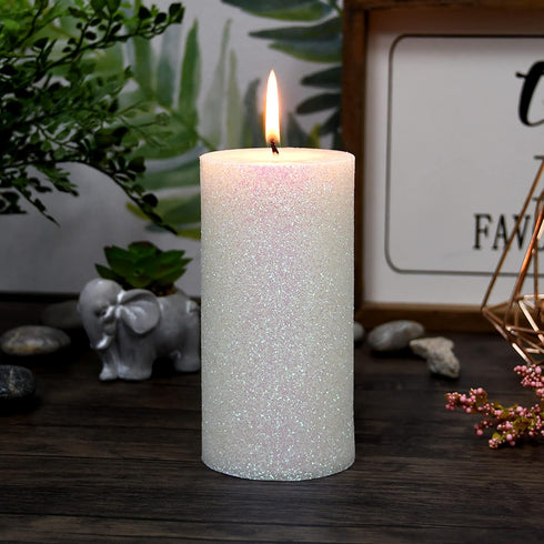 Zest Candle Pillar Candle, 3 by 6-Inch, Metallic White Glitter...