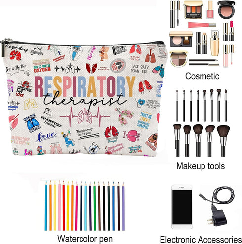 Respiratory Therapist Gifts Makeup Bag Respiratory Therapist Gifts RT Gift for Women Work Adult Humor Employee Pulmonology Nurse Coworker Graduati...