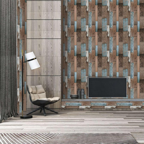 Faux Wood Look Textured Wallpaper(17.71" × 9.84ft), Shiplap Peel and Stick Vinyl Wallpaper, Self Adhesive Waterproof Contact Wall Paper...