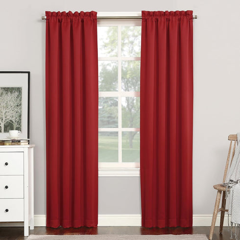 Sun Zero Easton Energy Saving Blackout Rod Pocket Curtain Panel, 40" x 63", Red...
