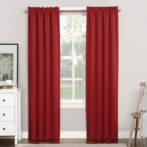 Sun Zero Easton Energy Saving Blackout Rod Pocket Curtain Panel, 40" x 84", Red...