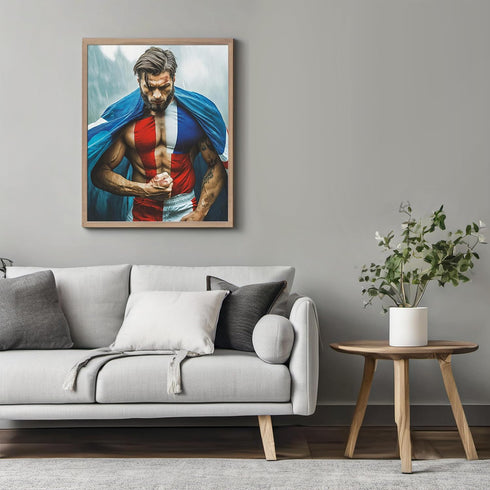 Posterizer 1 pcs-abstract football / soccer suoer hero with flag costume-Sports & Hobby Art Gifts for sports fans Decor for Home & Office- unframe...