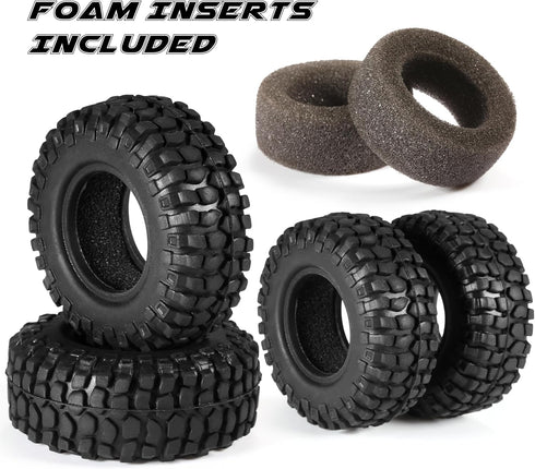 COOWOO 1.0 Inch RC Rubber Tires Upgrade Parts for 1/24 SCX24 and 1/18 TRX-4M RC Crawler Cars - Better Traction, Realistic Look, and Long-Lasting P...