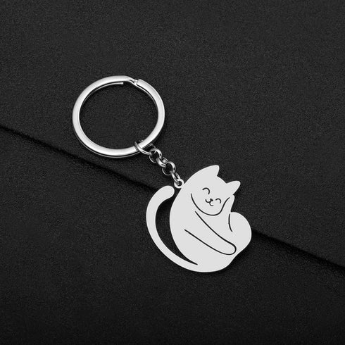 Cute Stainless Steel Cat Keychain Gifts for Women Girls Cat Keyrings Purse Car Keys Charms...