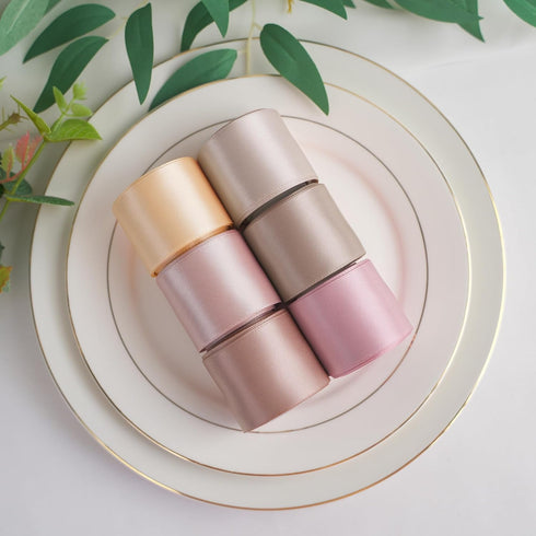HUIHUANG Rose Pink Ribbon 1-1/2" Dusty Rose/Rose Gold/Rose Pink/Rosy Mauve/Vanilla/Peach Satin Ribbons for Wedding Flower Bouquet Bows Bridal Gift...