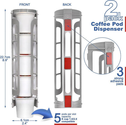 STORAGENIE Coffee Pod Holder Side Mount K Cup Pods Dispenser compatible with Keurig Coffee Makers, Perfect for Small Counters...