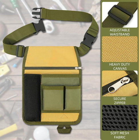 Tool Belt Garden Tool Pouch - Unisex Utility Adjustable Waist Belt Apron for Gardening/Carpenter/Plumbing/Florists/Woodwork, with 4 Pockets for Va...