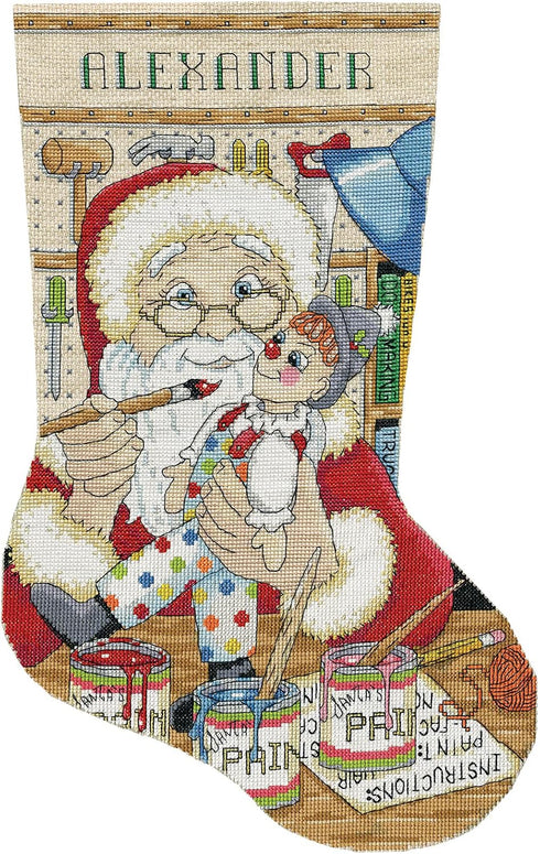 Design Works Crafts Painting Santa Counted Cross Stitch Stocking Kit...