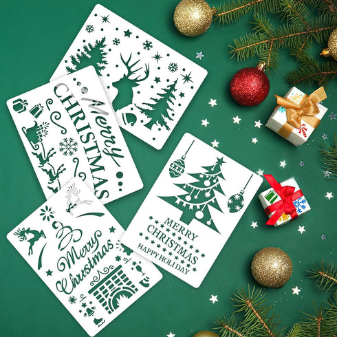 Christmas Stencils Reusable, 15 Pcs A4 Augshy Christmas Stencils for Painting Holiday Stencils for Painting on Wood Sign DIY Crafts Fabric Canvas ...