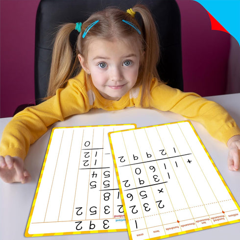 8 Packs Division Whiteboards, Double Sided Dry Erase Board Writable and Erasable Math Learning White Board for Kids, Students, Classroom and Home ...