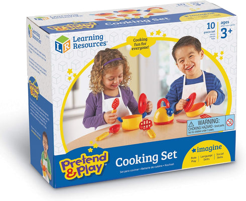 Learning Resources Pretend & Play Cooking Set - 10 Pieces, Ages 3+ Pretend Play Food for Toddlers, Preschool Learning Toys, Kitchen Play Toys for ...