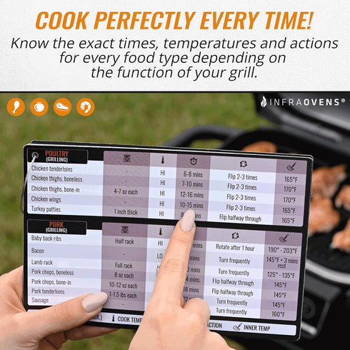 INFRAOVENS Cooking Guide Accessory for Ninja Woodfire Outdoor Grill & Smoker, Waterproof Cheat Sheet for Wood Fire OG701 OG751 7-in-1, Electric Ma...
