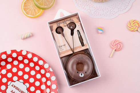 QearFun Donut Earbuds for Kids, Cute Earbud & in-Ear Headphones Wired Gift for School Girls and Boys with Microphone and Lovely Earphones Storage ...