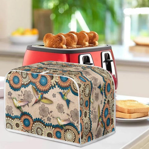 Talayituse Boho Mandala Hummingbird Print Toaster Cover 2 Slice Wide Slot, Lightweight Toaster Cover Dust Protection Washable Appliance Bag Bread ...