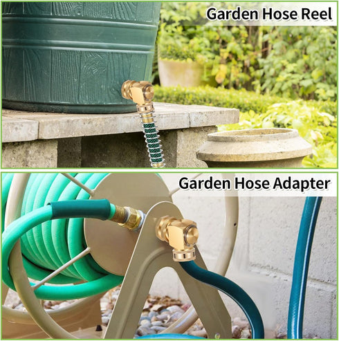 Boltigen 2PCS 90 Degree Hose Swivel Elbow, Brass Garden Hose Swivel Adapter Fitting, 3/4 GHT Garden hose Extension Connector, Garden Hose Kink Pro...