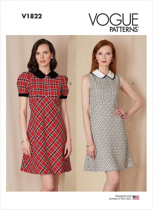 Vogue Misses' Empire Waist Dress Sewing Pattern Kit, Code V1822, Sizes 16-18-20-22-24, Multicolor...