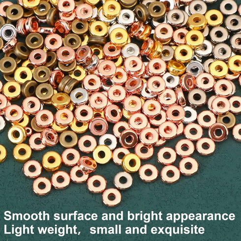 1500pcs 6mm Flat Round Spacer Beads Loose Beads for Bracelet Necklace Earring DIY Craft Supplies, 6 Colors...