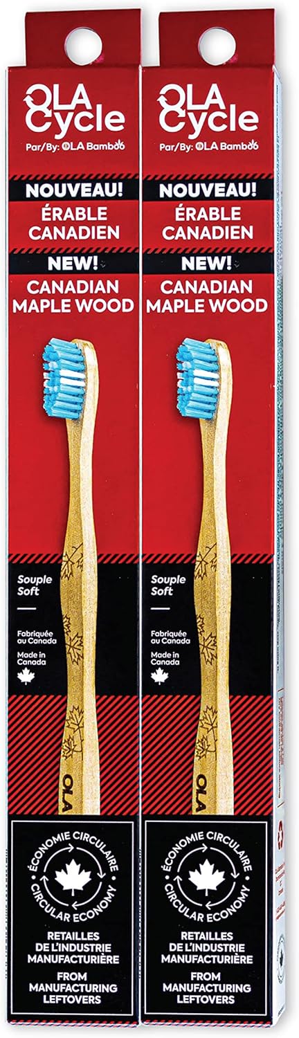 Canadian Maple Toothbrush | Low Impact Bamboo Alternative | Canadian Made from Guitar Factory Scraps | Stays Hygienic & Holds Bristles Better | So...